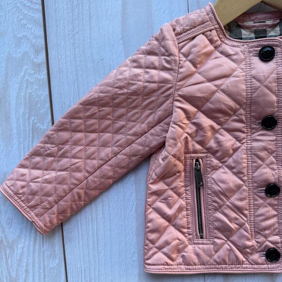 Burberry Baby Girls Size 12M 80CM Quilted Full Zip Coat Jacket Pink EUC - Picture 4 of 9